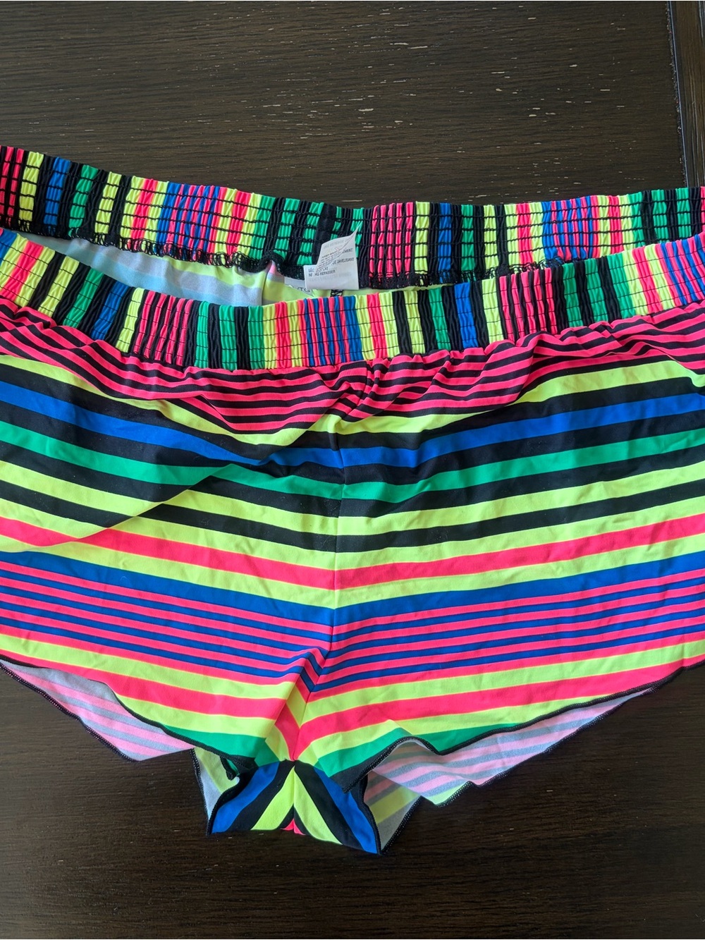 Neon Multicolor Striped Swim Bottoms